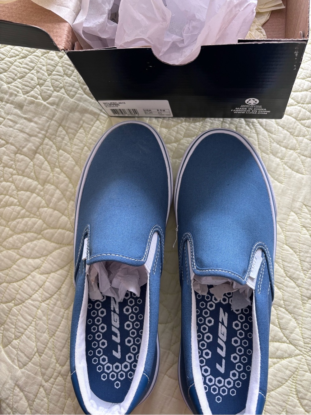 Lugz Blue Canvas Slip-On Sneakers with White Trim
